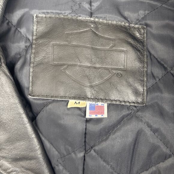 Vintage Harley Davidson Womens Medium Heavy Leather Motorcycle Riding Jacket 80s - Picture 4 of 14
